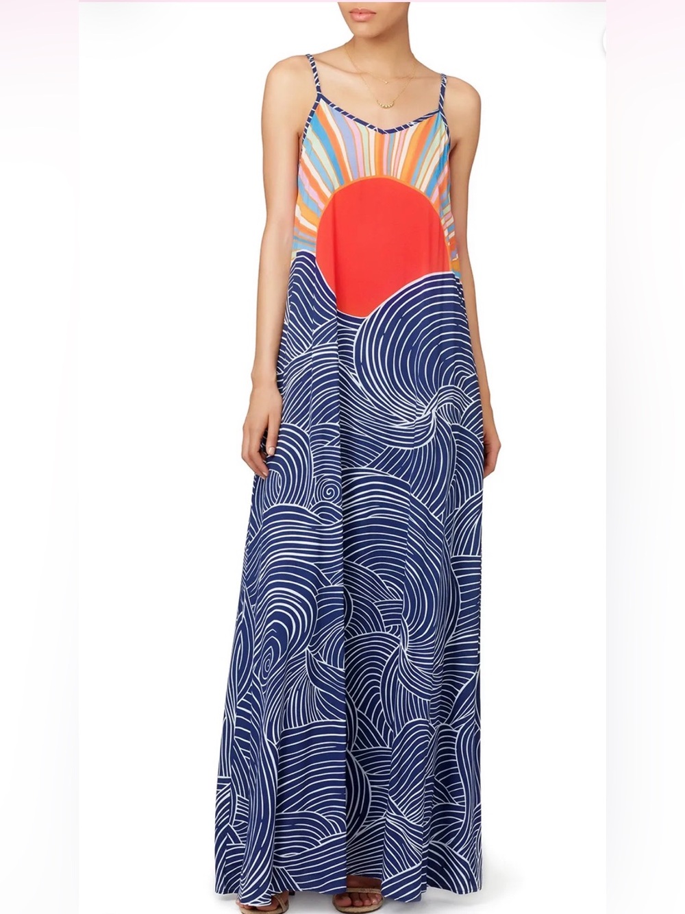 Mara Hoffman Misun Maxi Dress Sun Wave Print XS | MSRP $500